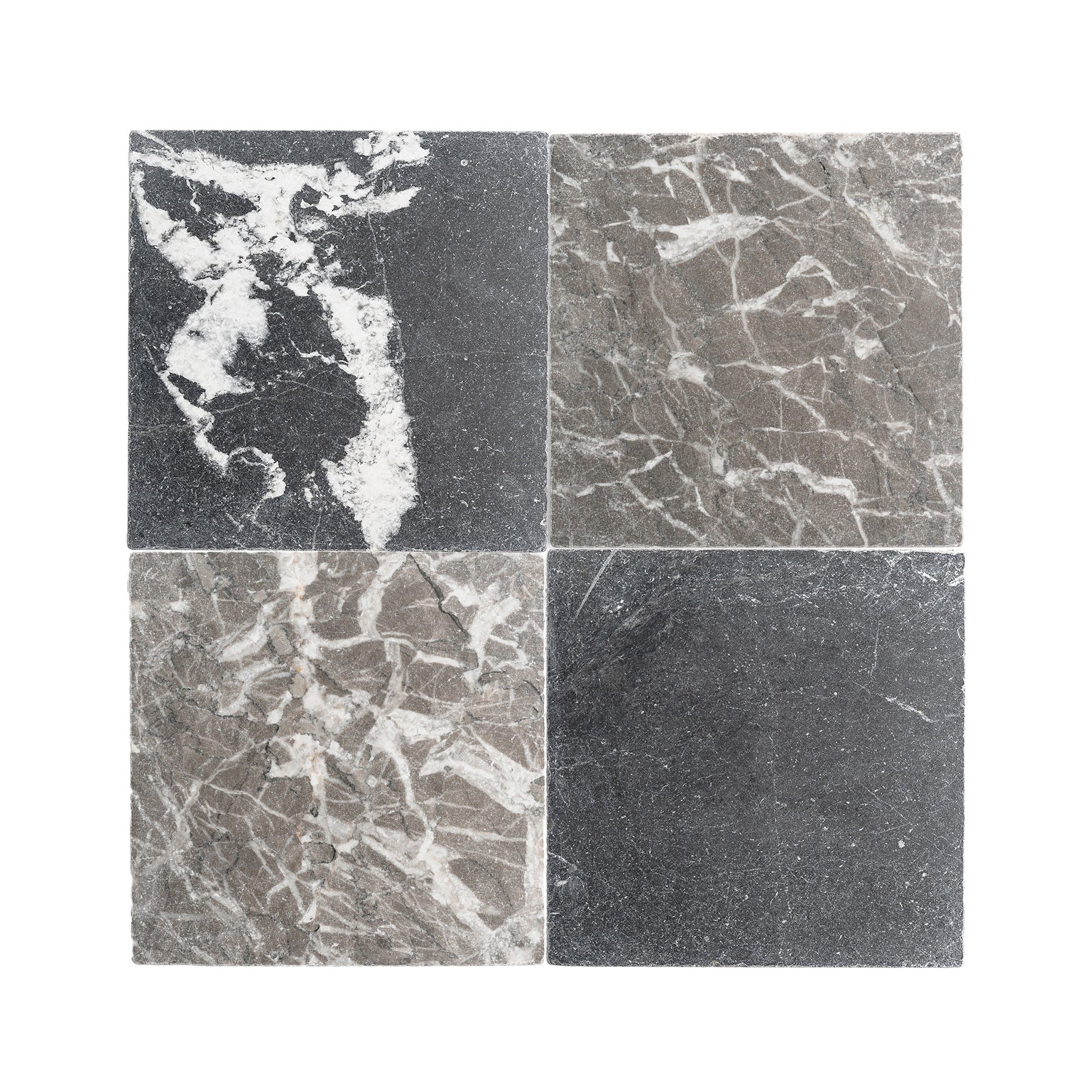 Atlas Grey & Black 12x12 Moroccan Marble | Tumbled & Honed – Checkerboard Bundle