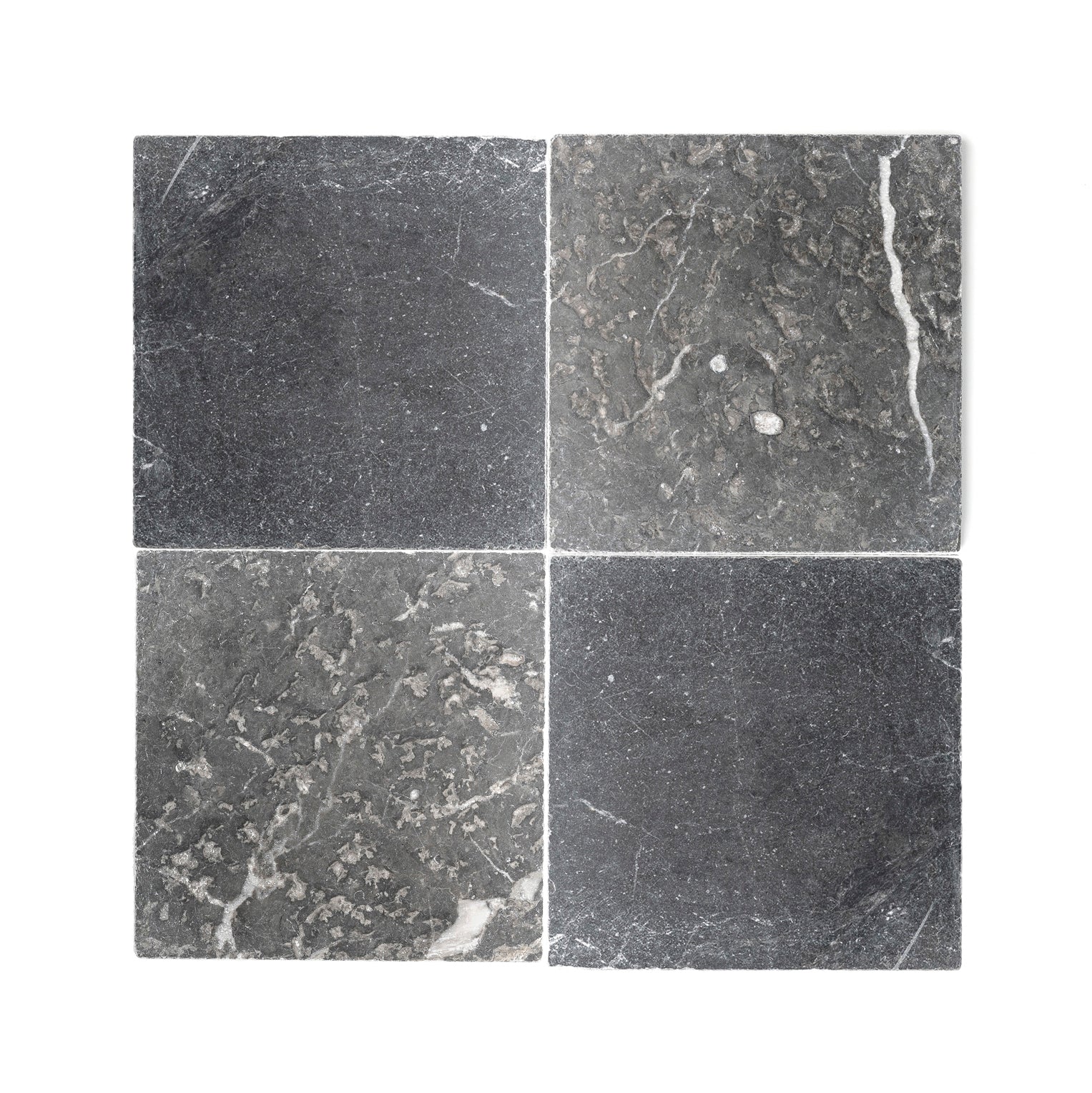 Grey & Black 12x12 Moroccan Marble | Tumbled & Honed – Checkerboard Bundle