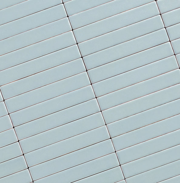 blue subway ceramic tile in grid pattern