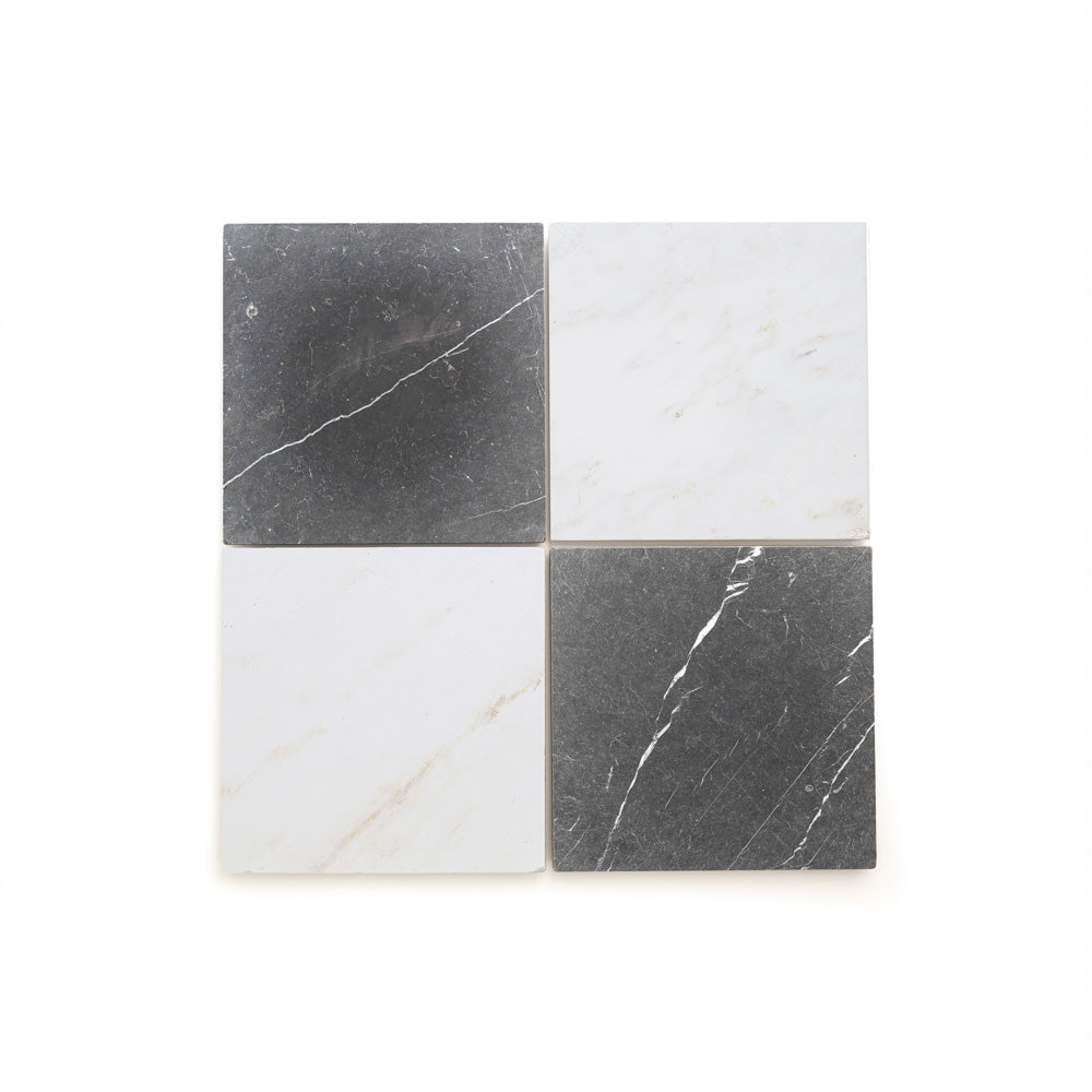 Nero Marquina Tumbled & Casablanca Carrara Tumbled 12x12 Checkerboard Bundle