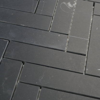 Nero Marquina 1x4 Herringbone Mosaic Marble Tile | Honed-Main Inventory-All Products,Natural Stone-Riad Tile