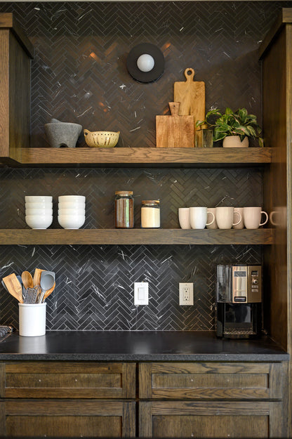 Nero Marquina 1x4 Herringbone Mosaic Marble Tile | Honed-Main Inventory-All Products,Natural Stone-Riad Tile