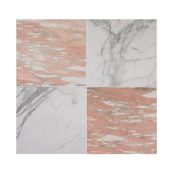 Calacatta Gold & Norwegian Rose Marble – Honed – 12″x12″ Checkerboard Bundle