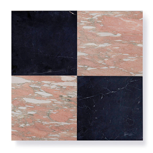 Nero Marquina & Norwegian Rose Marble 12x12 | Honed – Checkerboard Bundle-Main Inventory-All Products,Checkerboard-Riad Tile