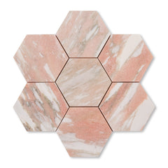 Norwegian Rose 5 Inch Hexagon Mosaic Marble Tile | Honed