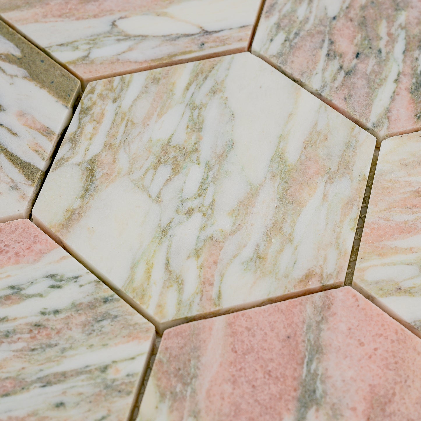 Norwegian Rose 5 Inch Hexagon Mosaic Marble Tile | Honed-Main Inventory-All Products,Natural Stone-Riad Tile