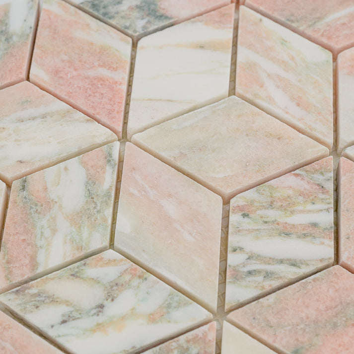 Norwegian Rose Diamond Mosaic Marble Tile | Honed-Main Inventory-All Products,Natural Stone-Riad Tile