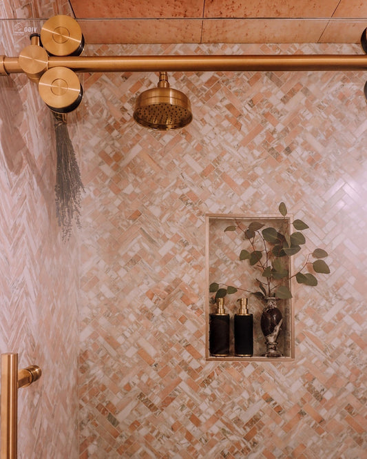 Norwegian Rose 1x4 Herringbone Mosaic Marble Tile | Honed-Main Inventory-All Products,Natural Stone-Riad Tile