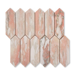 Norwegian Rose Pickett Mosaic Marble Tile | Honed