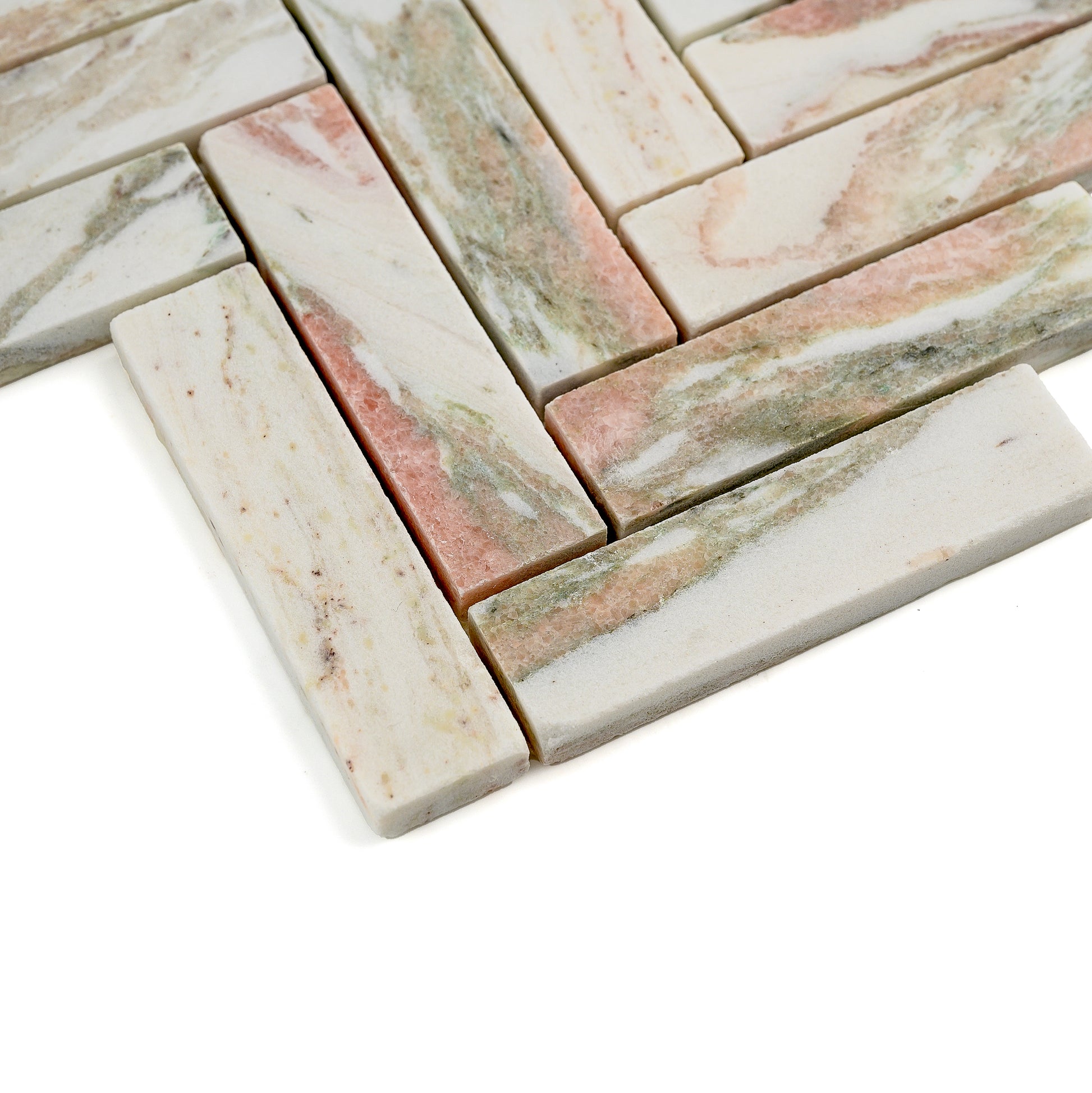 Norwegian Rose 1x4 Herringbone Mosaic Marble Tile | Honed-Main Inventory-All Products,Natural Stone-Riad Tile