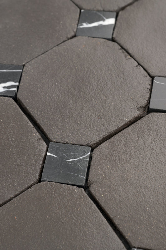 Octagon Black Terracotta 4" & Bouchon Black Marble Bundle | Octadot Checkerboard-Main Inventory-All Products,Checkerboard,Terracotta-Riad Tile