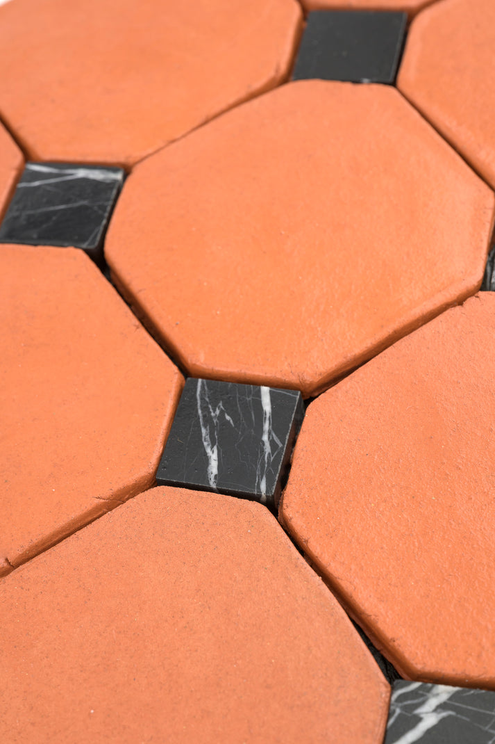 Octagon Red Terracotta 4" & Bouchon Black Marble Bundle | Octadot Checkerboard-Main Inventory-All Products,Checkerboard,Terracotta-Riad Tile