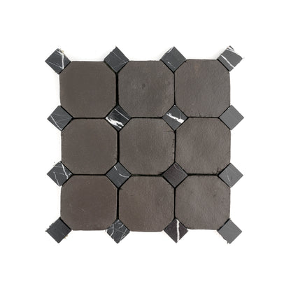 Octagon Black Terracotta 4" & Bouchon Black Marble Bundle | Octadot Checkerboard-Main Inventory-All Products,Checkerboard,Terracotta-Riad Tile