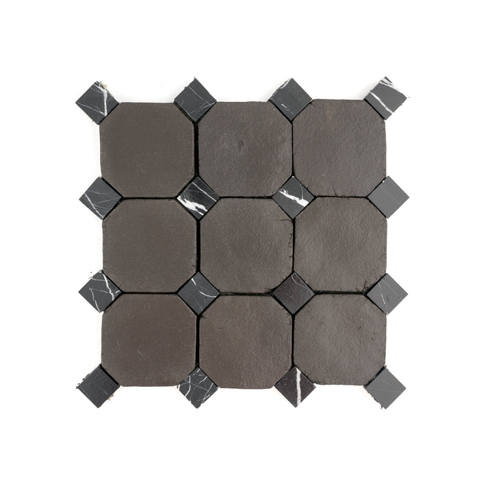Octagon Black Terracotta 4" & Bouchon Black Marble Bundle | Octadot Checkerboard-Main Inventory-All Products,Checkerboard,Terracotta-Riad Tile