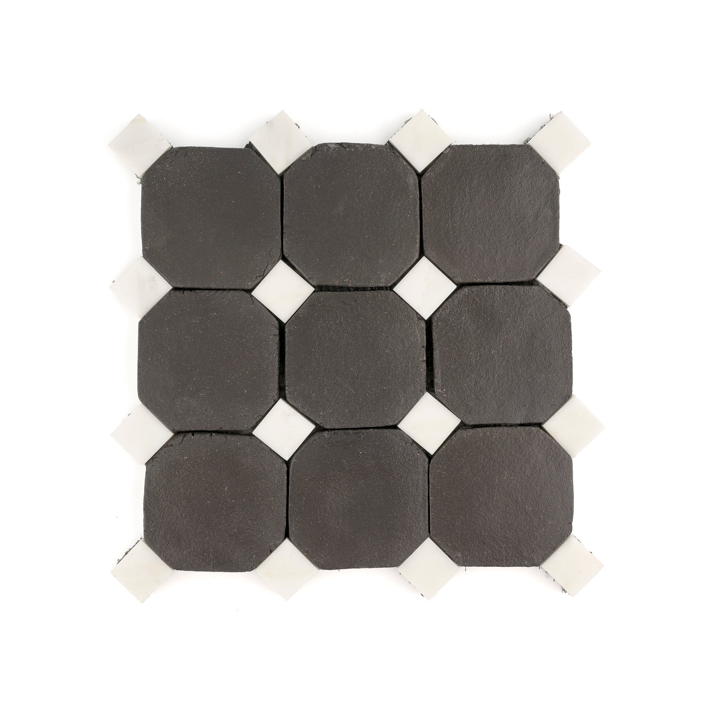 Octagon Black Terracotta 4" & Bouchon White Marble Bundle | Octadot Checkerboard-Main Inventory-All Products,Checkerboard,Terracotta-Riad Tile