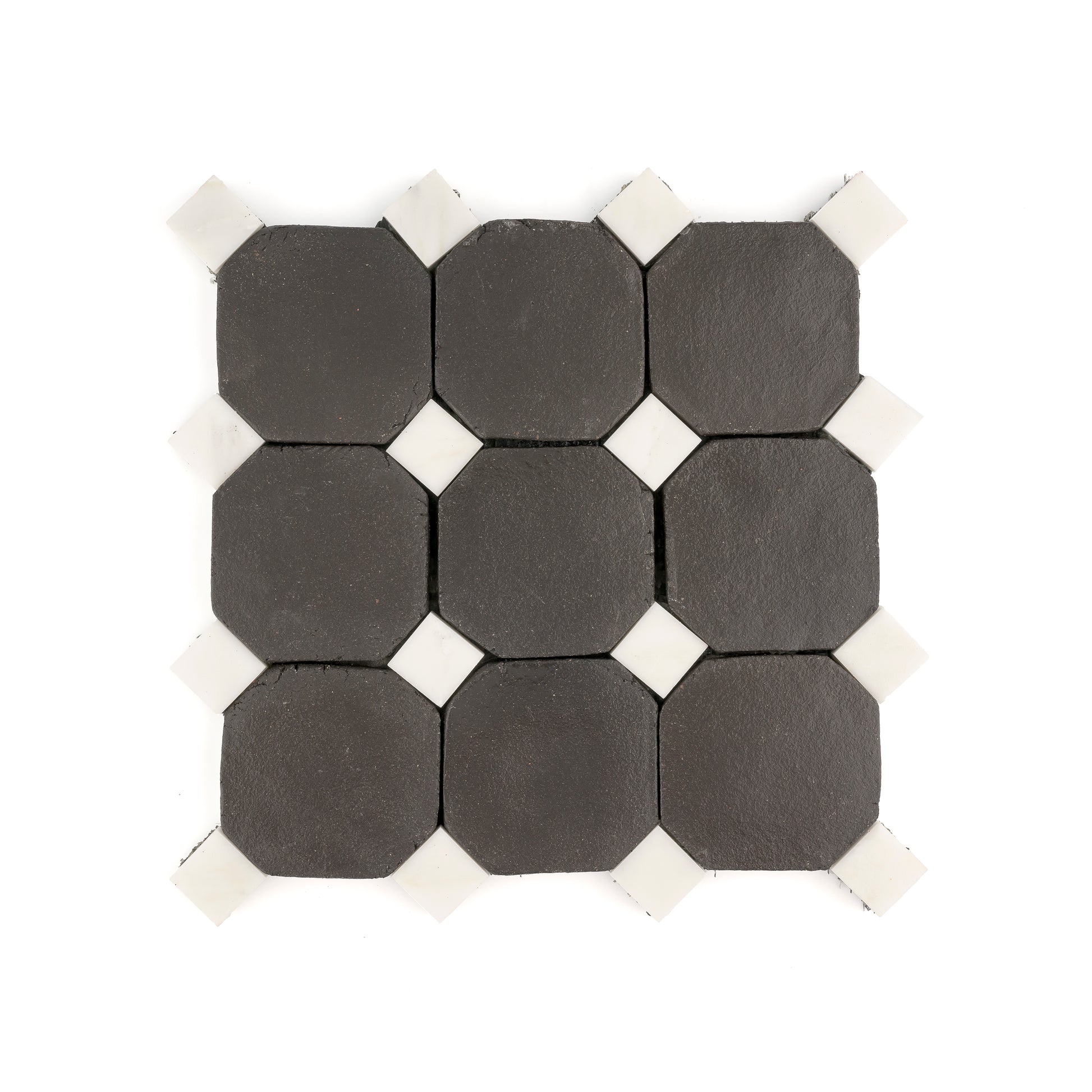 Octagon Black Terracotta 4" & Bouchon White Marble Bundle | Octadot Checkerboard-Main Inventory-All Products,Checkerboard,Terracotta-Riad Tile