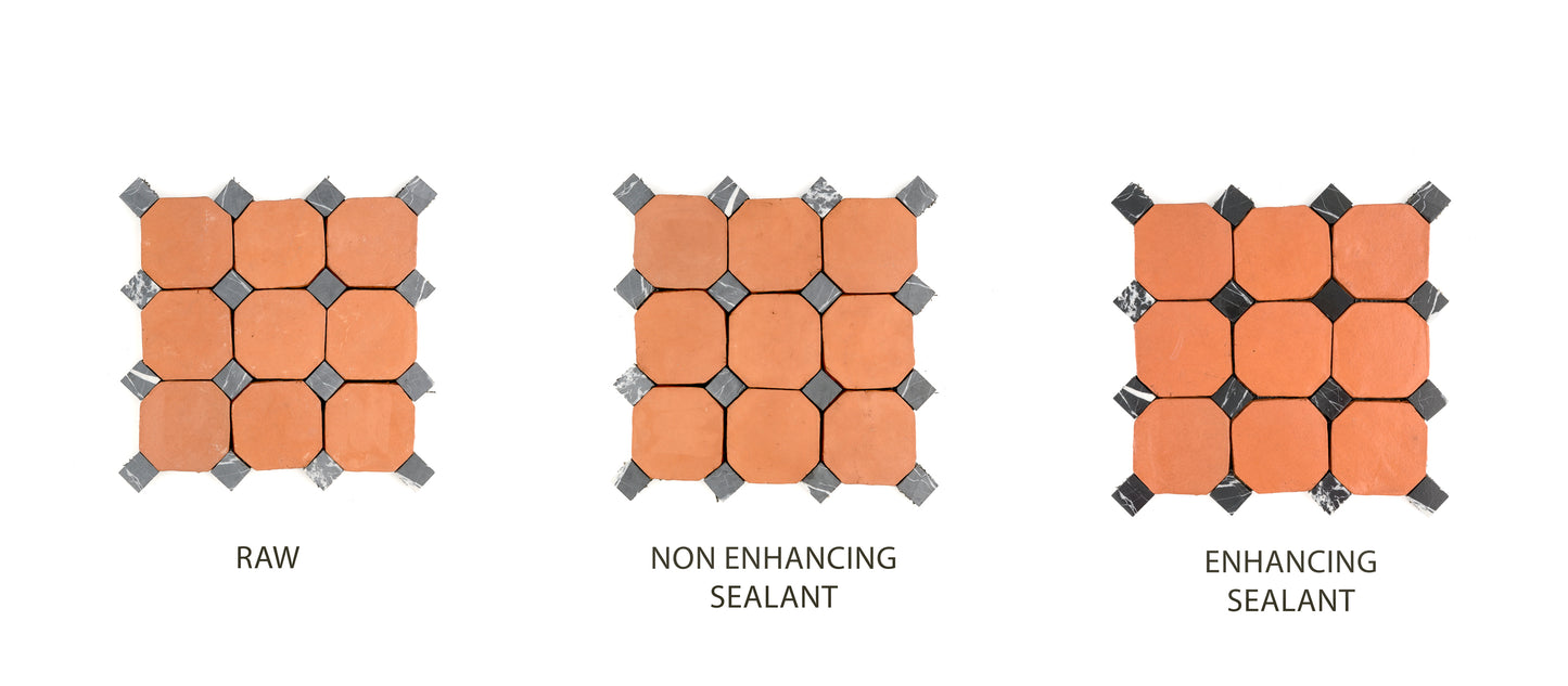 Octagon Red Terracotta 4" & Bouchon Black Marble Bundle | Octadot Checkerboard-Main Inventory-All Products,Checkerboard,Terracotta-Riad Tile