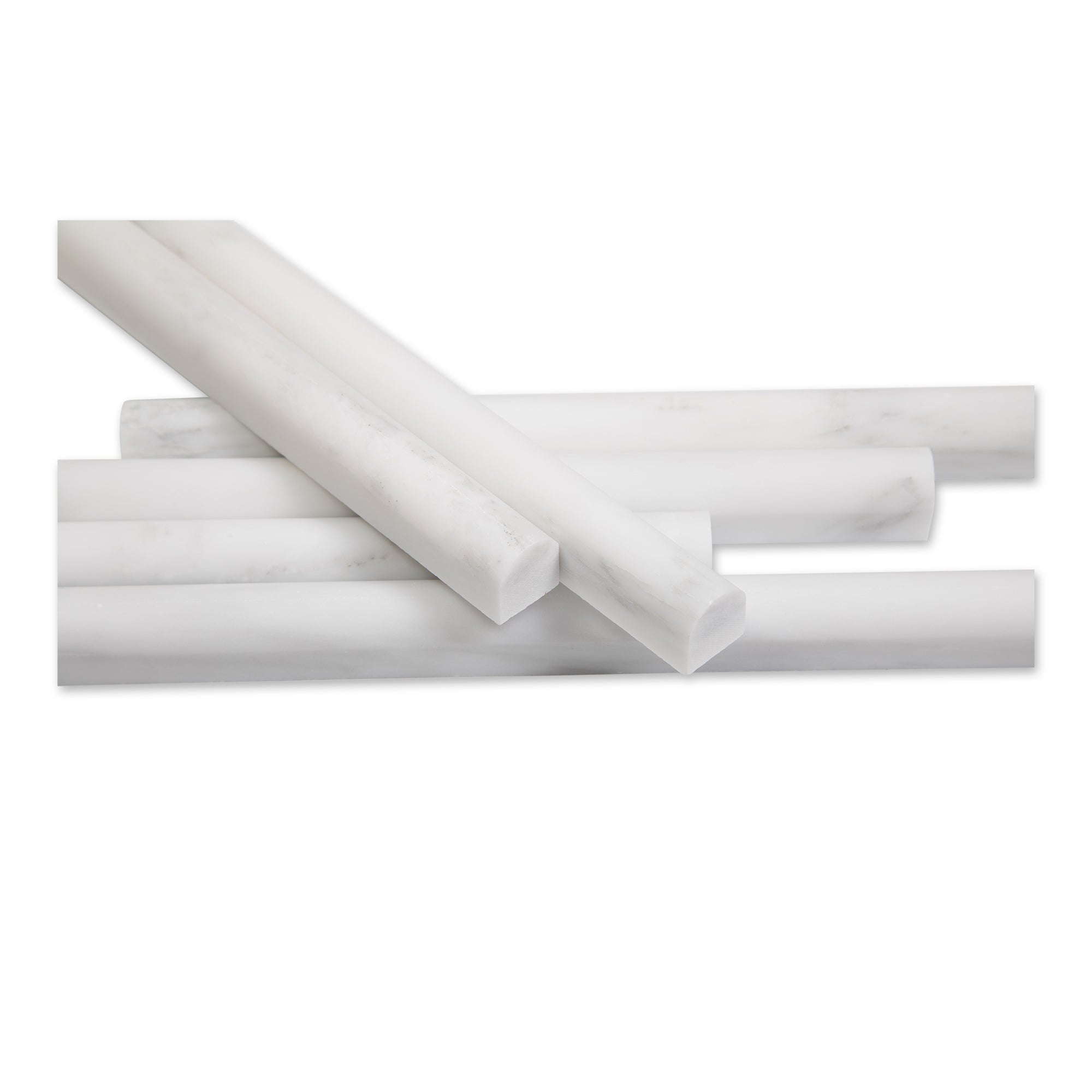 Casablanca Carrara 3/4 Inch Pencil Trim Round Marble Tile | Honed