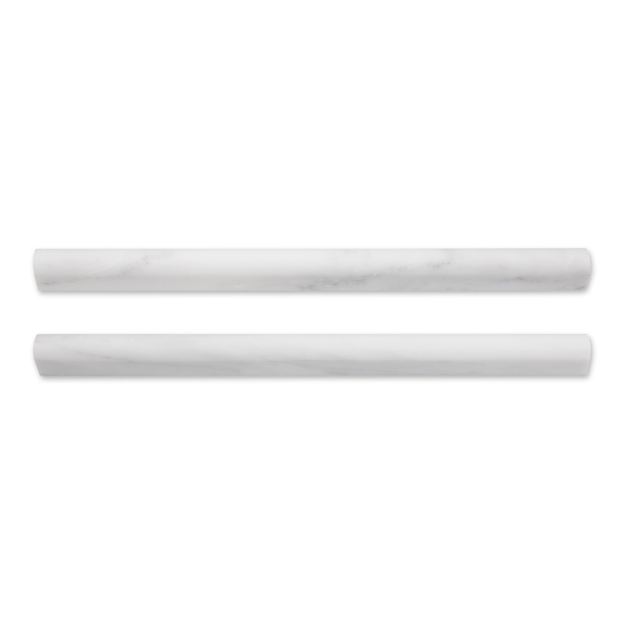 Casablanca Carrara 3/4 Inch Pencil Trim Round Marble Tile | Honed