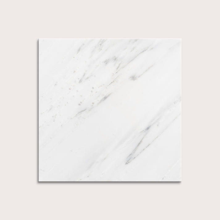 White casablanca carrara marble tiles on a light gray background