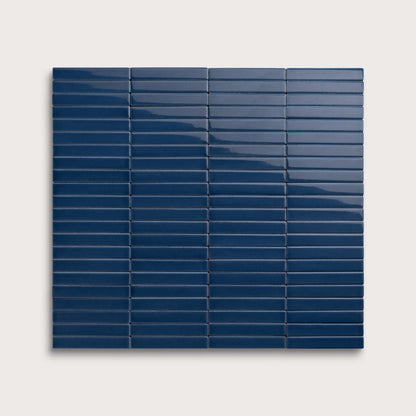 Abyss ceramic tile, 1 by 6 inch stacked mosaic, gloss finish