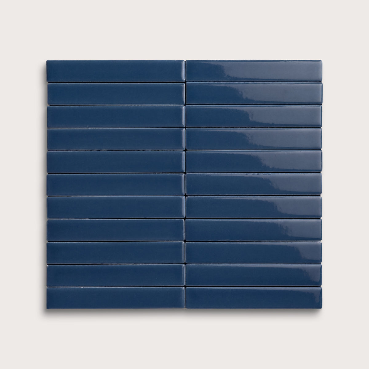 Abyss ceramic tile, 1 by 6 inch stacked mosaic, gloss finish