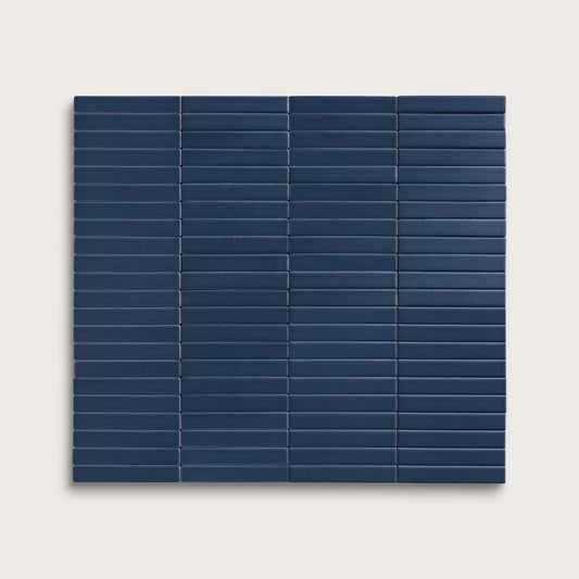 Abyss ceramic tile, 1 by 6 inch stacked mosaic, matte finish