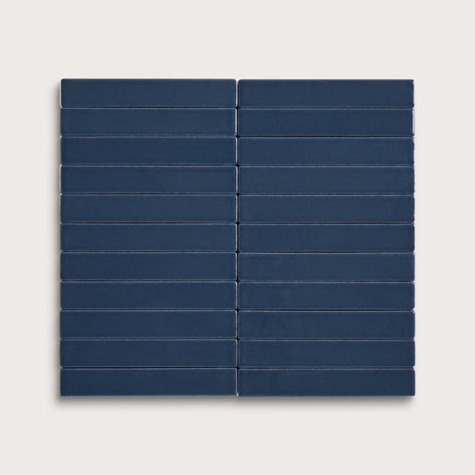 Abyss ceramic tile, 1 by 6 inch stacked mosaic, matte finish