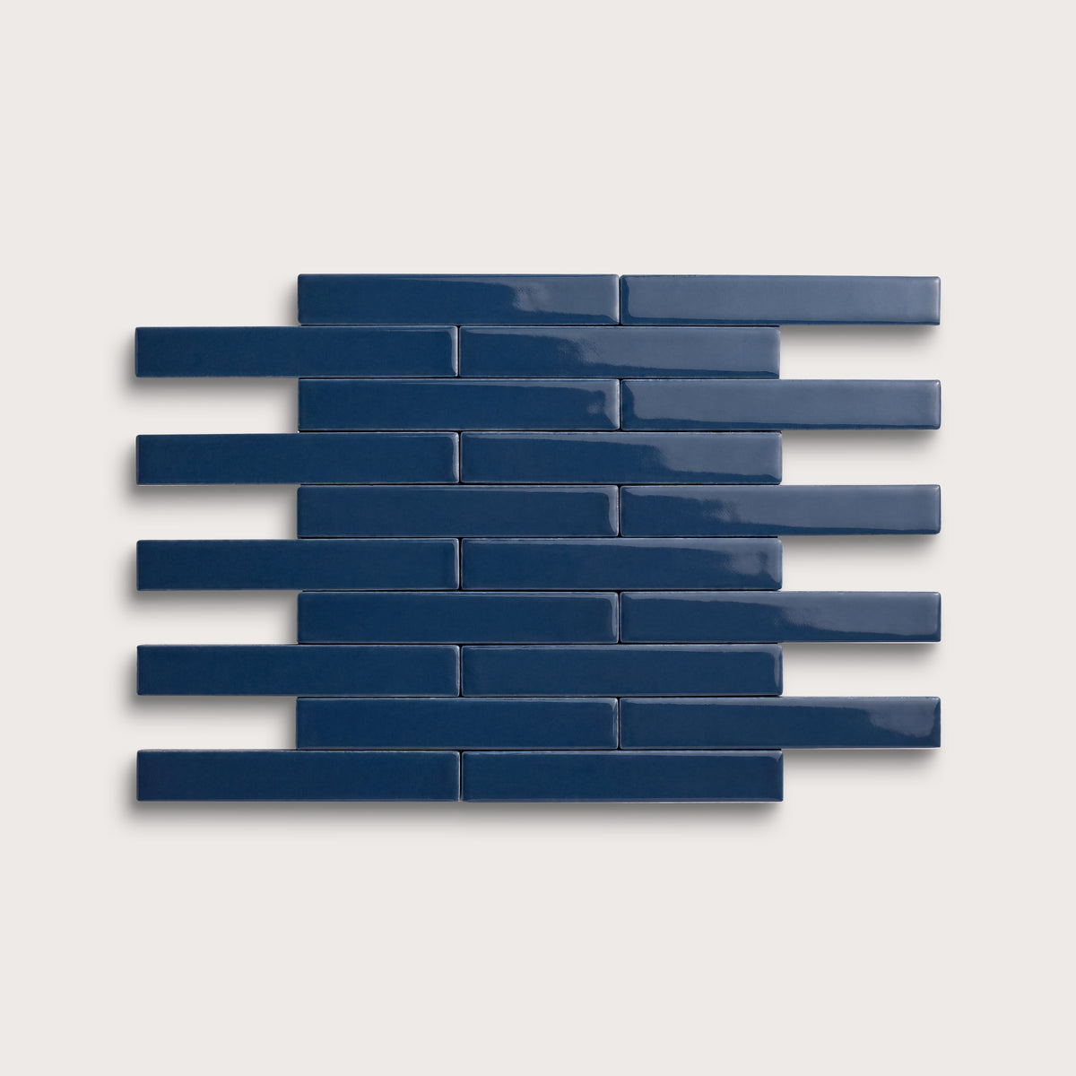 Abyss ceramic tile, 1 by 6 inch subway mosaic, gloss finish