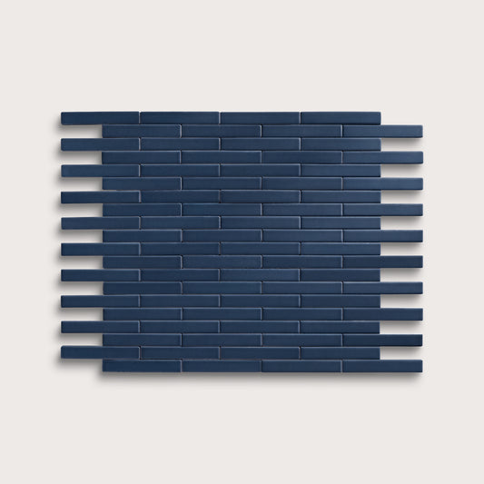 Abyss ceramic tile, 1 by 6 inch subway mosaic, matte finish