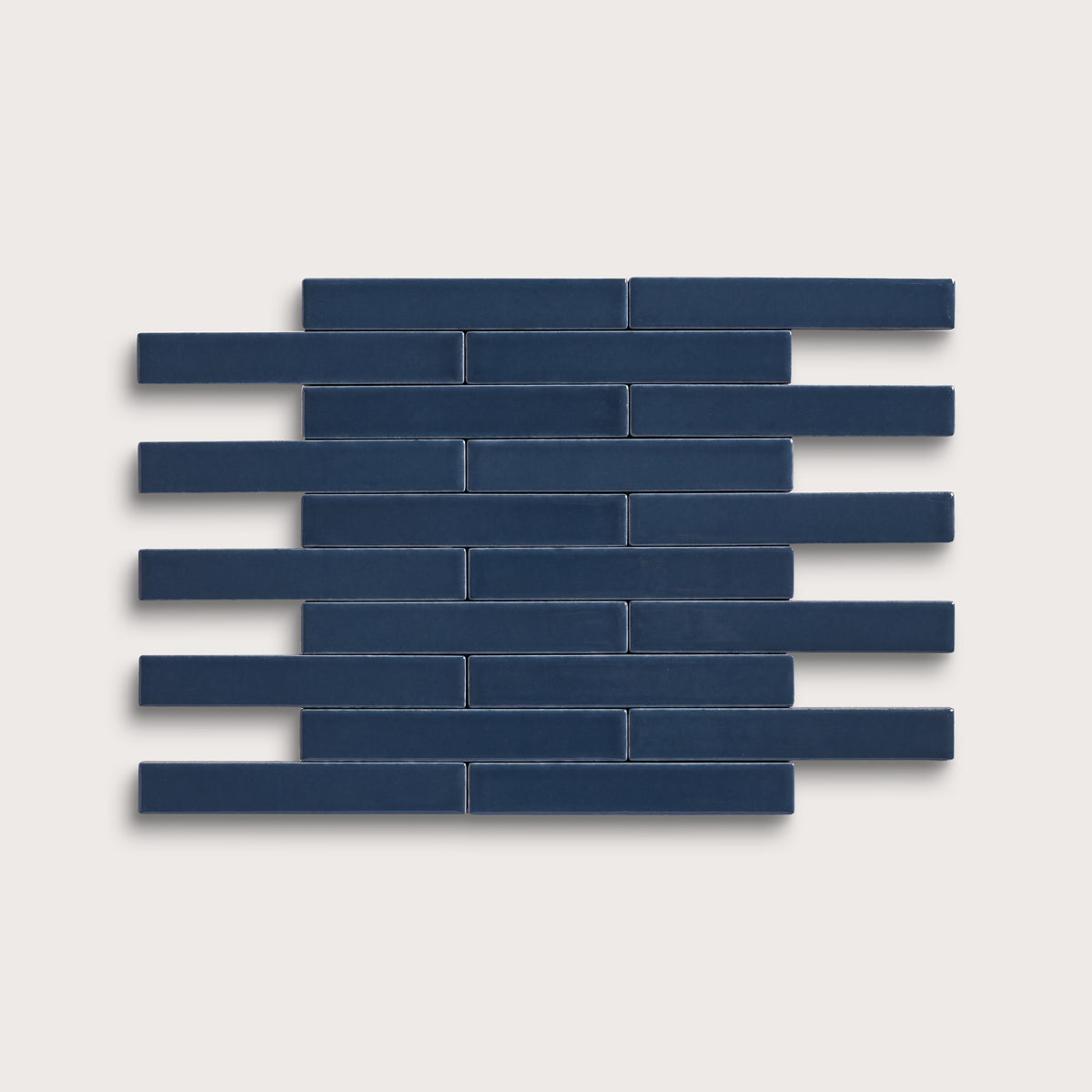 Abyss ceramic tile, 1 by 6 inch subway mosaic, matte finish