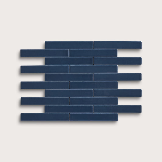 Abyss ceramic tile, 1 by 6 inch subway mosaic, matte finish