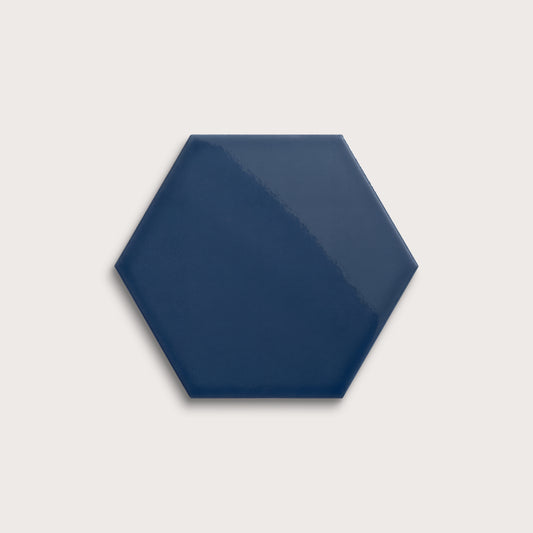 Abyss ceramic tile, 8 inch hex, gloss finish