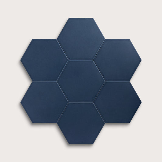 Abyss ceramic tile, 8 inch hex, matte finish