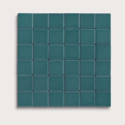 Aegean Blue ceramic tile, 2 by 2 inch mosaic, matte finish