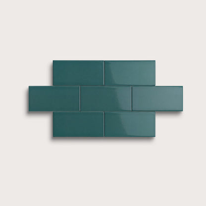 Aegean Blue ceramic tile, 2 by 4 inches, gloss finish