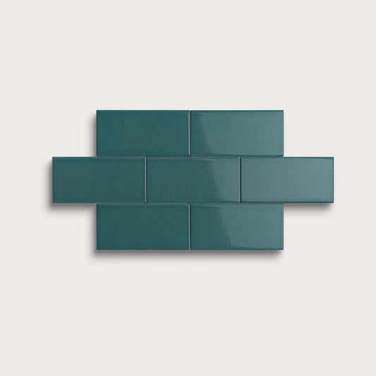 Aegean Blue ceramic tile, 2 by 4 inches, gloss finish