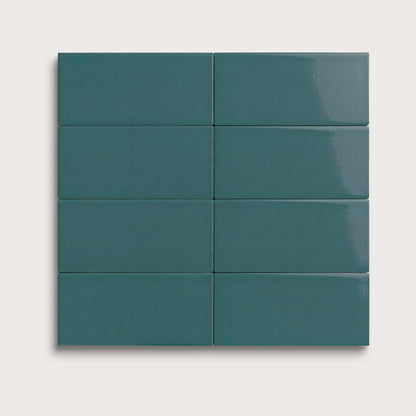 Aegean Blue ceramic tile, 2 by 4 inches, gloss finish