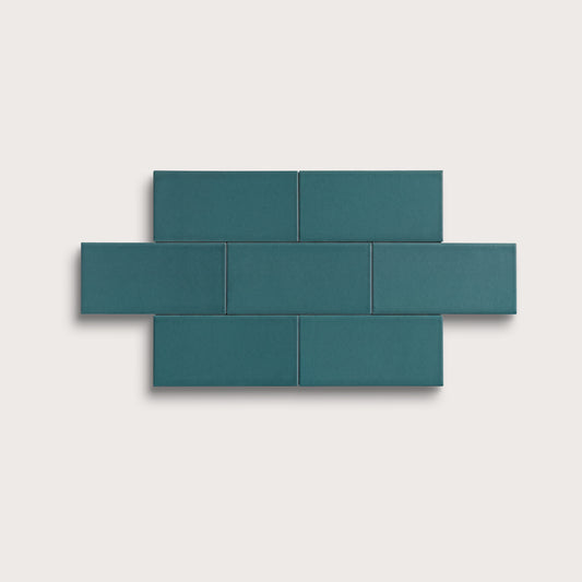Aegean Blue ceramic tile, 2 by 4 inches, matte finish