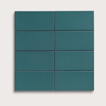 Aegean Blue ceramic tile, 2 by 4 inches, matte finish