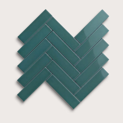 Aegean Blue ceramic tile, 2 by 8 inches, gloss finish