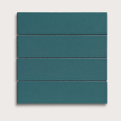 Aegean Blue ceramic tile, 2 by 8 inches, matte finish