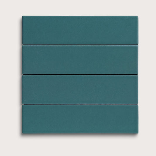 Aegean Blue ceramic tile, 2 by 8 inches, matte finish