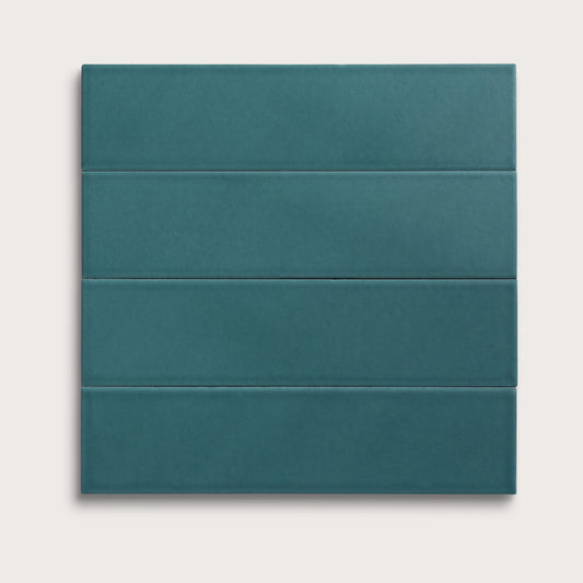 Aegean Blue ceramic tile, 3 by 12 inches, matte finish