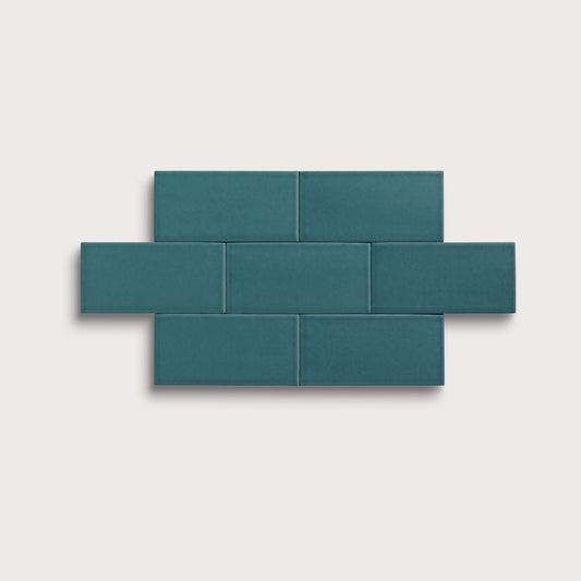 Aegean Blue ceramic tile, 3 by 6 inches, matte finish