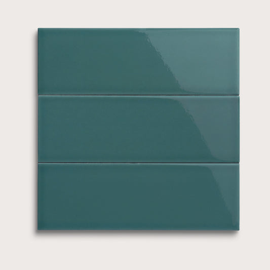 Aegean Blue ceramic tile, 4 by 12 inches, gloss finish