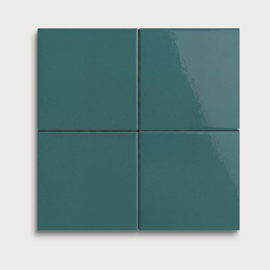 Aegean Blue ceramic tile, 4 by 4 inches, gloss finish