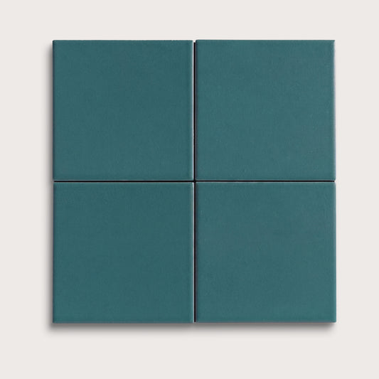 Aegean Blue ceramic tile, 4 by 4 inches, matte finish