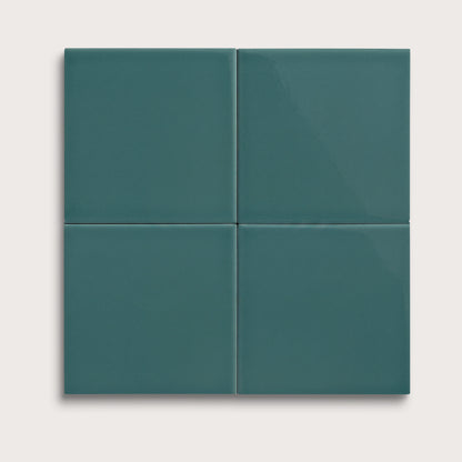 Aegean Blue ceramic tile, 6 by 6 inches, gloss finish