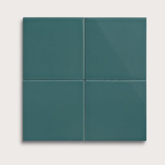 Aegean Blue ceramic tile, 6 by 6 inches, gloss finish